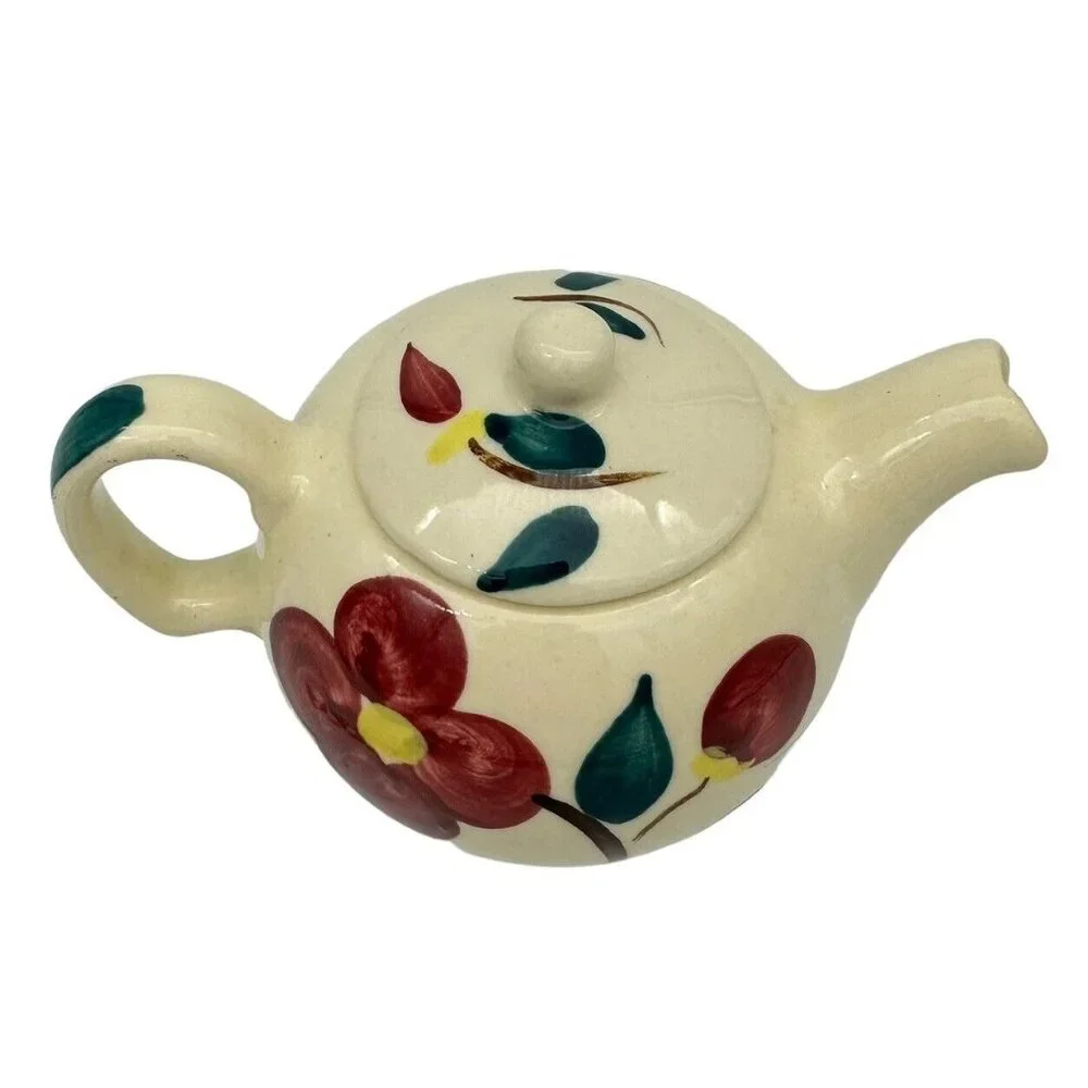 VTG 1940s‎ Purinton Pottery Hand Painted 10 oz Individual Tea Pot Mountain Rose
